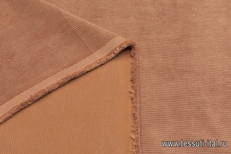 Вельвет стрейч (о) светло-коричневый - итальянские ткани Тессутидея арт. 03-6774