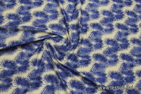 Сорочечная (н) серо-синий рисунок на айвори - итальянские ткани Тессутидея арт. 01-7537