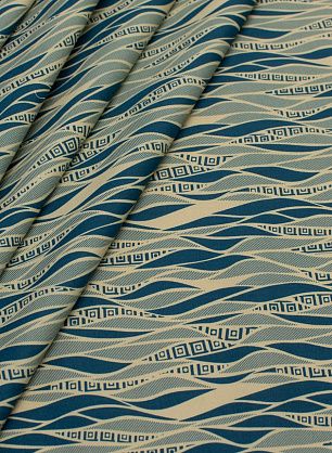 Сорочечная стрейч (н) сине-бежевый орнамент - в интернет-магазине тканей Тессутидея арт. 01-5391