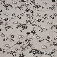 Кружевное полотно расшитое пайетками (н) черно-белое - итальянские ткани Тессутидея арт. 03-6937