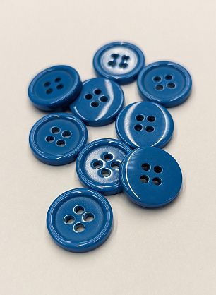 Пуговица костюмная пластик 4 прокола d-15мм темно-голубая - итальянские ткани Тессутидея.