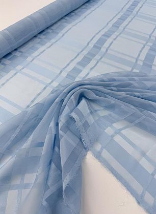 Шифон (н) жаккардовая клетка на голубом - в интернет-магазине тканей Тессутидея арт. 10-4733