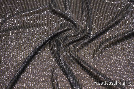 Плательная (о) стилизованные строчки и пайетки на темно-синем - итальянские ткани Тессутидея арт. 03-6999