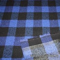 Пальтовая букле клетка double (н) сине-черная смальта Prada - итальянские ткани Тессутидея арт. 09-0959