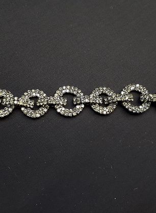 Цепь металл никель с зелеными стразами Divine - в интернет-магазине тканей Тессутидея арт. F-3989