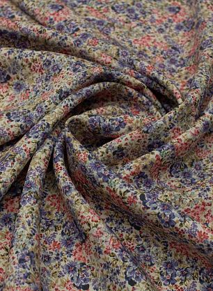 Плательная 300 г/м (н) мелкий розово-фиолетовый цветочный рисунок на белом - в интернет-магазине тканей Тессутидея арт. 04-1646