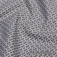 Сорочечная (н) серо-желтый геометрический принт на сером - итальянские ткани Тессутидея арт. 01-6277