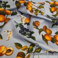Лен (н) сливы и персики на голубом - итальянские ткани Тессутидея арт. 16-0775