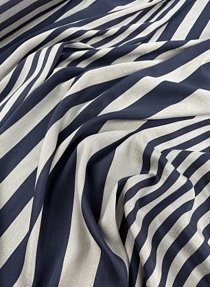 Лен (н) сине-бежевая полоска - в интернет-магазине тканей Тессутидея арт. 16-1148