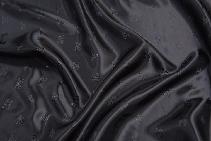 Подкладочная вискоза (о) черная с надписью Max Mara - итальянские ткани Тессутидея арт. 08-1189
