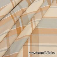 Хлопок для тренча стрейч (н) крупная бежево-серая клетка - итальянские ткани Тессутидея арт. 01-6807