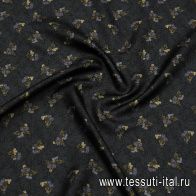 Шелк твил (н) цветочный рисунок на темно-сером меланже - итальянские ткани Тессутидея арт. 10-3801