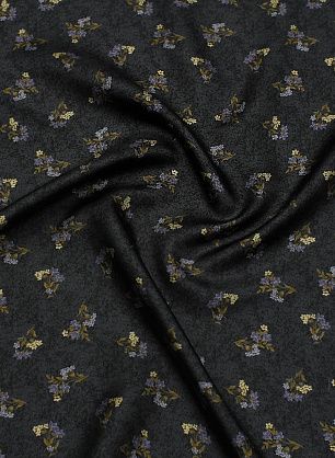 Шелк твил (н) цветочный рисунок на темно-сером меланже - в интернет-магазине тканей Тессутидея арт. 10-3801