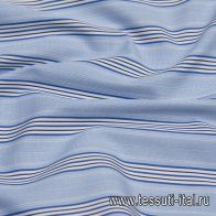 Сорочечная (н) черно-бело-сине-голубая полоска - итальянские ткани Тессутидея арт. 01-6397