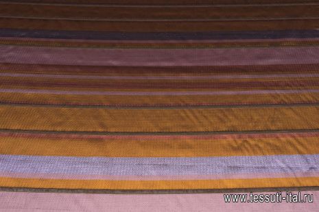 Плательная с люрексом (н) желто-оранжево-сиреневые полосы - итальянские ткани Тессутидея арт. 03-6809
