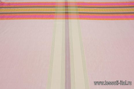 Маркизет купон (2,1м) яркие жаккардовые полоски на розово-бежевом - итальянские ткани Тессутидея арт. 10-2788