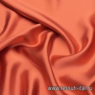 Шелк атлас (180 г/м) (о) коралловый - итальянские ткани Тессутидея арт. 10-2941