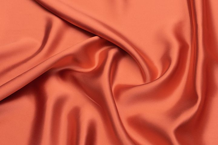 Шелк атлас (180 г/м) (о) коралловый - итальянские ткани Тессутидея арт. 10-2941