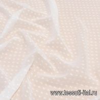 Шифон дама (о) белый стилизованный горох на белом - итальянские ткани Тессутидея арт. 10-2350