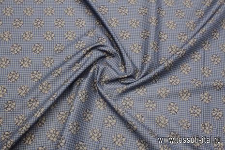 Сорочечная (н) сине-серый стилизованный горох на светло-синем - итальянские ткани Тессутидея арт. 01-7402