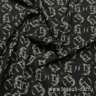 Плащевая с водоотталкивающим покрытием (н) тигры и логотип на черной клетке - итальянские ткани Тессутидея арт. 11-0456