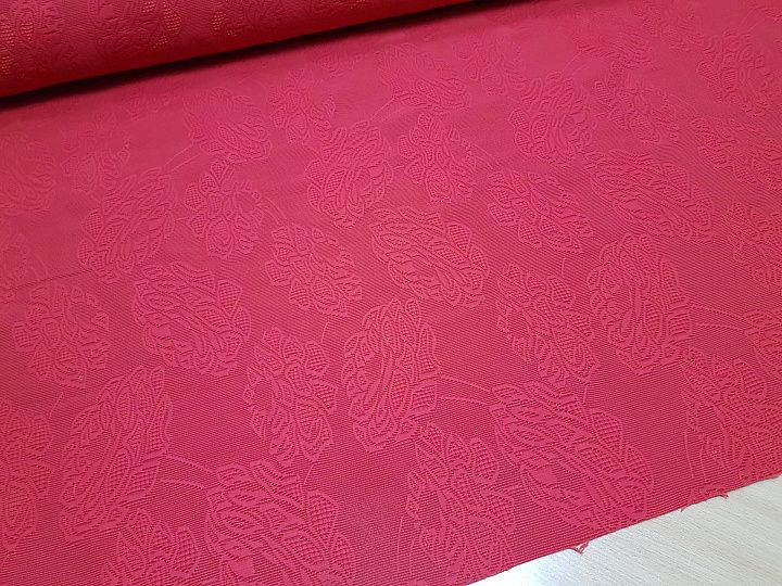 Плательная фактурная стрейч (о) красная - итальянские ткани Тессутидея арт. 03-4057