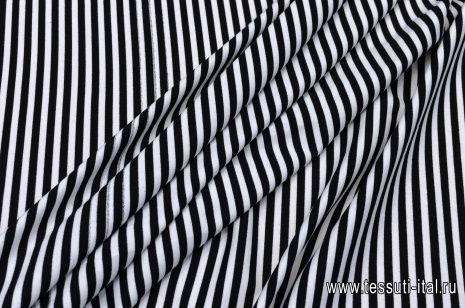 Трикотаж хлопок (н) черно-белая полоска - итальянские ткани Тессутидея арт. 12-0869
