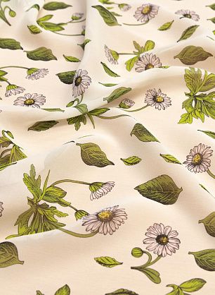 Шифон (н) ромашки на айвори - в интернет-магазине тканей Тессутидея арт. 10-1321