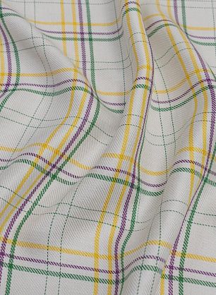 Лен костюмный (н) бело-желто-зеленая клетка - в интернет-магазине тканей Тессутидея арт. 16-0764