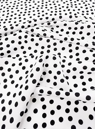 Плательная вискоза 160 г/м (н) черный горох на белом - в интернет-магазине тканей Тессутидея арт. 04-1836