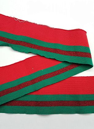 Подвяз с люрексом (н) красно-зеленый 10*95см  - итальянские ткани Тессутидея F-3558