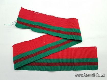 Подвяз с люрексом (н) красно-зеленый 10*95см  - итальянские ткани Тессутидея арт. F-3558