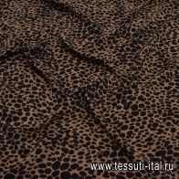 Крепдешин (н) черно-коричневый звериный принт - итальянские ткани Тессутидея арт. 10-2366