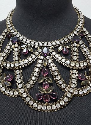 Колье металл бронза со стразами Swarovski - итальянские ткани Тессутидея F-4789