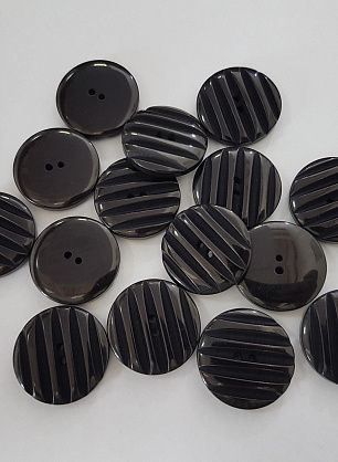 Пуговица пластик 2 прокола d-27мм сине-черная рифленая - итальянские ткани Тессутидея.