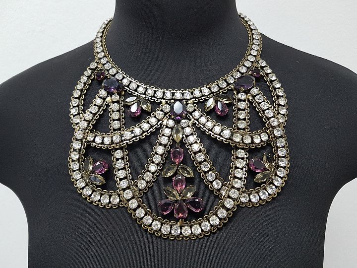 Колье металл бронза со стразами Swarovski - итальянские ткани Тессутидея арт. F-4789