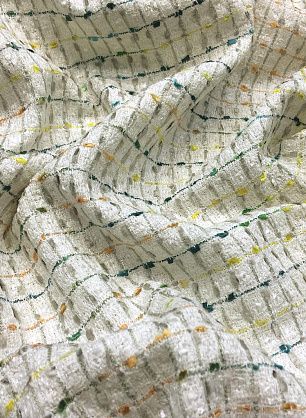 Шанель с люрексом (н) цветные вкрапления на серо-белой клетке - в интернет-магазине тканей Тессутидея арт. 03-4962