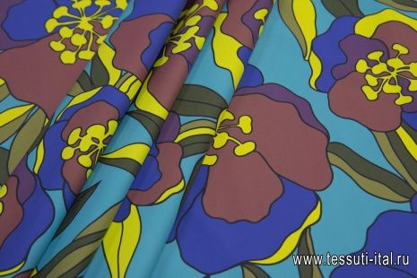 Хлопок стрейч (н) яркая цветочная абстракция в стиле Oscar De La Renta - итальянские ткани Тессутидея арт. 01-6792