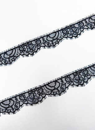 Кружево (о) темно-синее ш-5см - итальянские ткани Тессутидея.