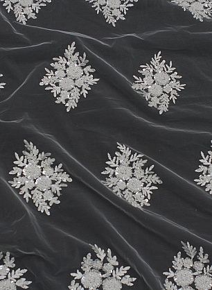 Кружевное полотно расшитое стеклярусом и пайетками (о) айвори - в интернет-магазине тканей Тессутидея арт. 03-6954