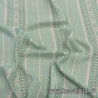 Плательная вискоза (н) стилизованные мятно-молочные полосы - итальянские ткани Тессутидея арт. 04-1464