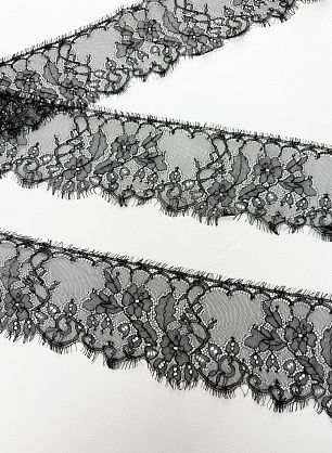 Кружево шантильи ш-12см черное - в интернет-магазине тканей Тессутидея арт. 03-7450