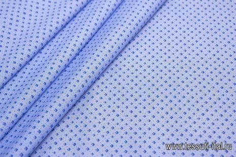 Сорочечная стрейч (н) сине-бело-голубой геометрический орнамент - итальянские ткани Тессутидея арт. 01-5673