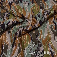 Плащевая стежка с водоотталкивающим покрытием (о) черно-коричнево-зеленый рисунок - итальянские ткани Тессутидея арт. 11-0486
