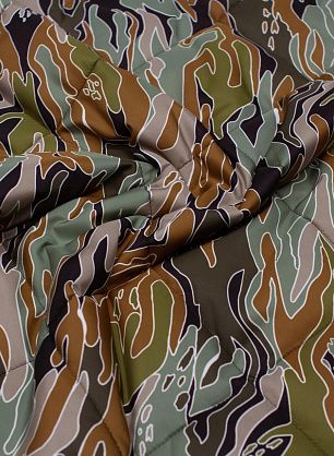 Плащевая стежка с водоотталкивающим покрытием (н) черно-коричнево-зеленый рисунок - в интернет-магазине тканей Тессутидея арт. 11-0486