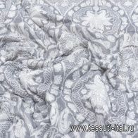 Плащевая стежка (н) белый рисунок на сером - итальянские ткани Тессутидея арт. 11-0435