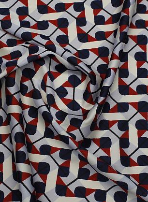 Крепдешин стрейч (н) сине-красно-голубая геометрическая абстракция - в интернет-магазине тканей Тессутидея арт. 10-3795