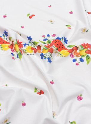 Хлопок бордюры (н) цветы и ягоды на белом - в интернет-магазине тканей Тессутидея арт. 01-6913