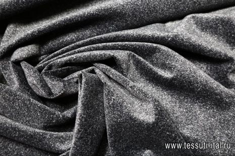 Бархат стрейч под твид (н) серо-черная - итальянские ткани Тессутидея арт. 01-3652