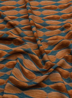 Плательная вискоза (н) бирюзово-коричневая меланжевая абстракция - в интернет-магазине тканей Тессутидея арт. 04-1518